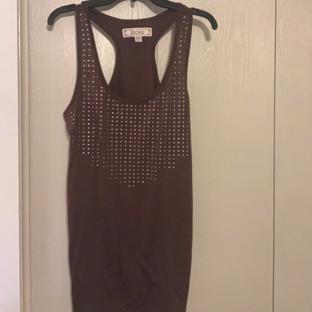 Brown Tank with Gold Accent Design
